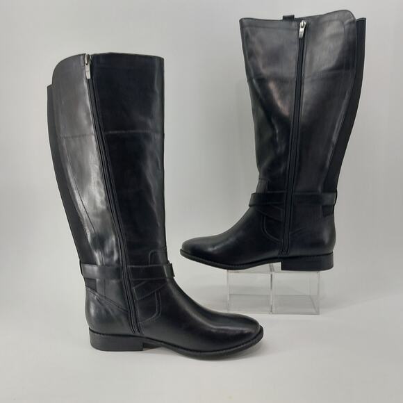 Marc Fisher Audrey Leather Riding Boots Size 8 Buckle Zip - Picture 8 of 11